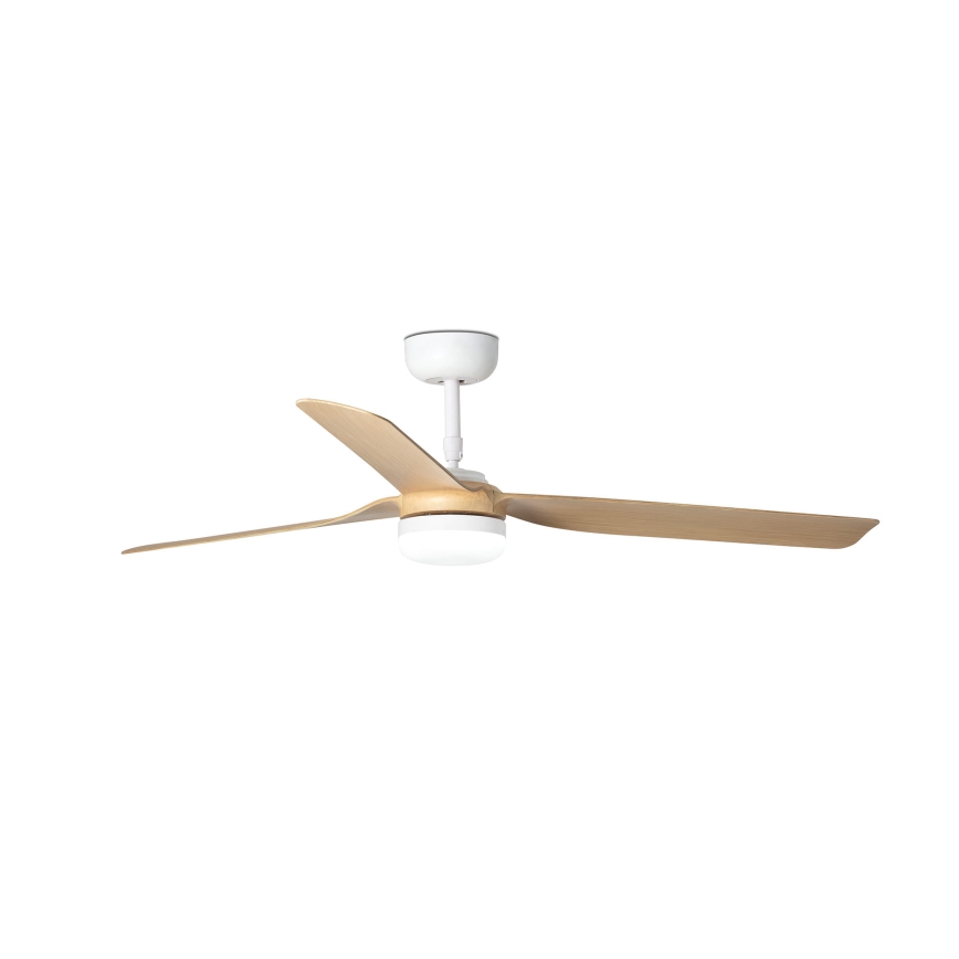 FARO 33816WT-20 - Ventoinha de teto LED com regulação PUNT M LED/18W/230V castanho/branco diâmetro 132 cm Wi-Fi Tuya + comando