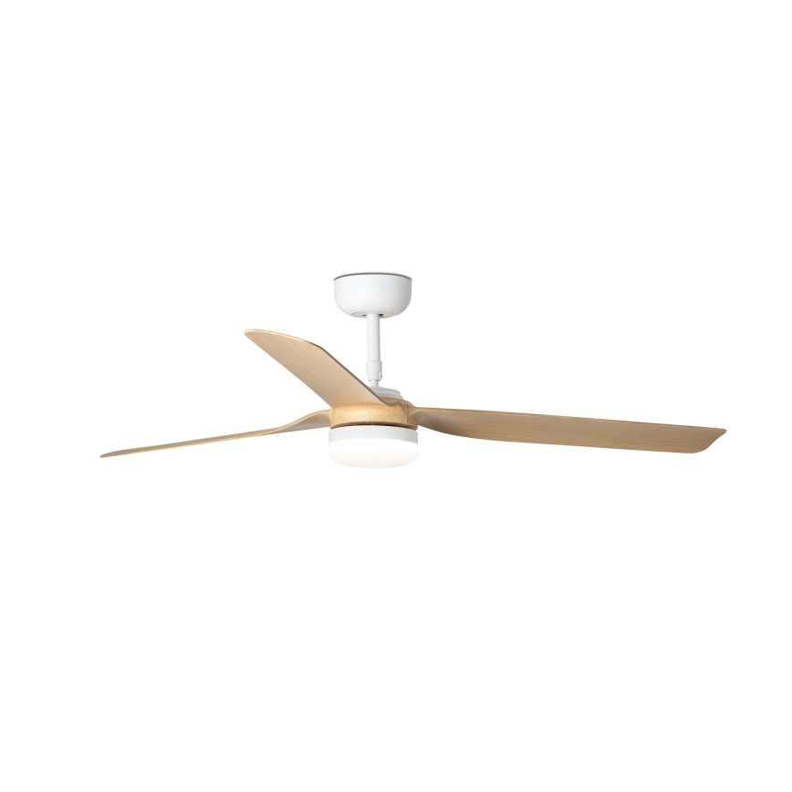 FARO 33816WT-20 - Ventoinha de teto LED com regulação PUNT M LED/18W/230V castanho/branco diâmetro 132 cm Wi-Fi Tuya + comando