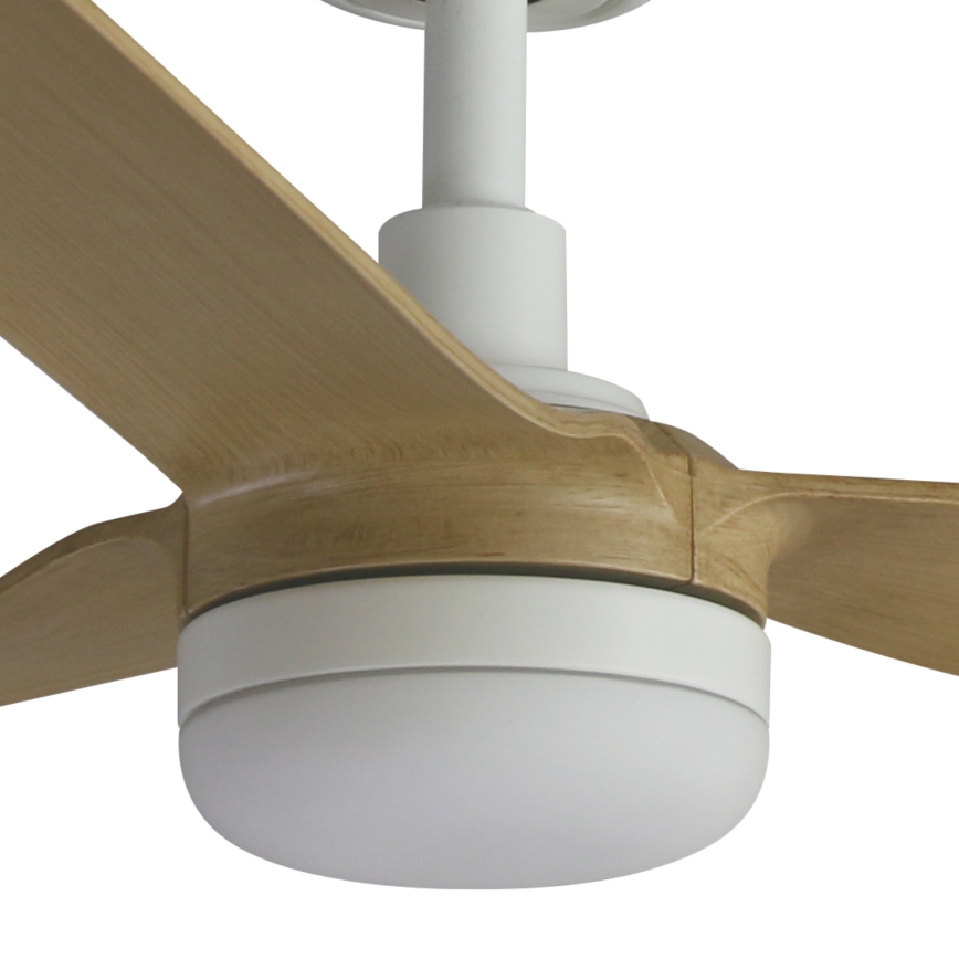 FARO 33816WT-20 - Ventoinha de teto LED com regulação PUNT M LED/18W/230V castanho/branco diâmetro 132 cm Wi-Fi Tuya + comando