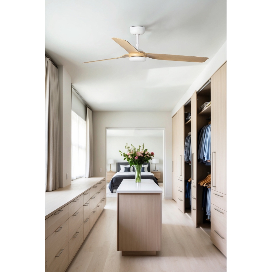 FARO 33816WT - Ventoinha de teto PUNT M castanho/branco diâmetro 132 cm Wi-Fi Tuya + comando
