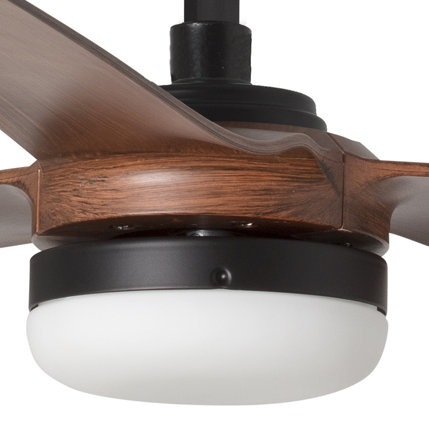 FARO 33817WT-21 - Ventoinha de teto LED com regulação PUNT M LED/18W/230V castanho/preto diâmetro 132 cm Wi-Fi Tuya + comando