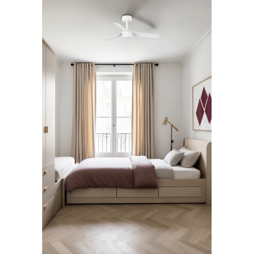 FARO 33820-1TW - Ventoinha de teto LED com regulação MINI PUNT S LED/10W 2700/4000/6000K branco diâmetro 90 cm + comando