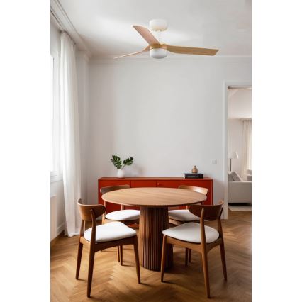 FARO 33821WT-1TW - Ventoinha de teto LED com regulação MINI PUNT S LED/10W/230V 2700/4000/6000K castanho/branco diâmetro 90 cm Wi-Fi Tuya + comando
