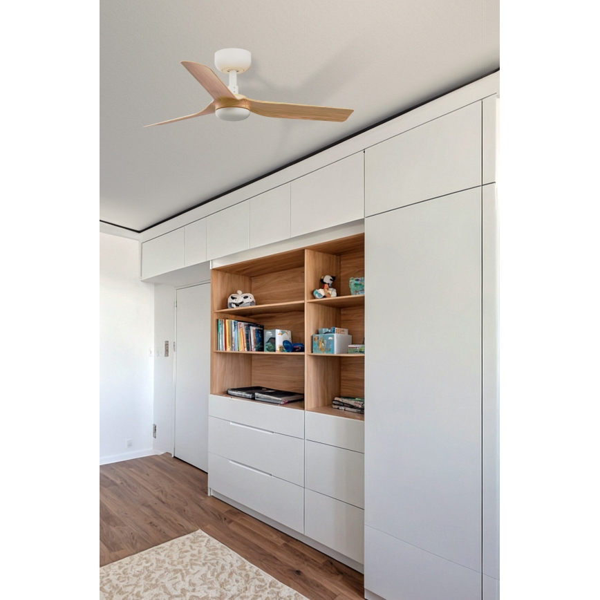 FARO 33821WT - Ventoinha de teto MINI PUNT S castanho/branco diâmetro 90 cm Wi-Fi Tuya + comando