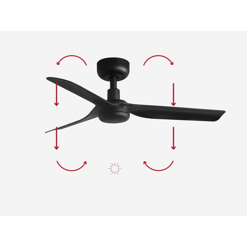 FARO 33822 - Ventoinha de teto MINI PUNT S preto diâmetro 90 cm + comando