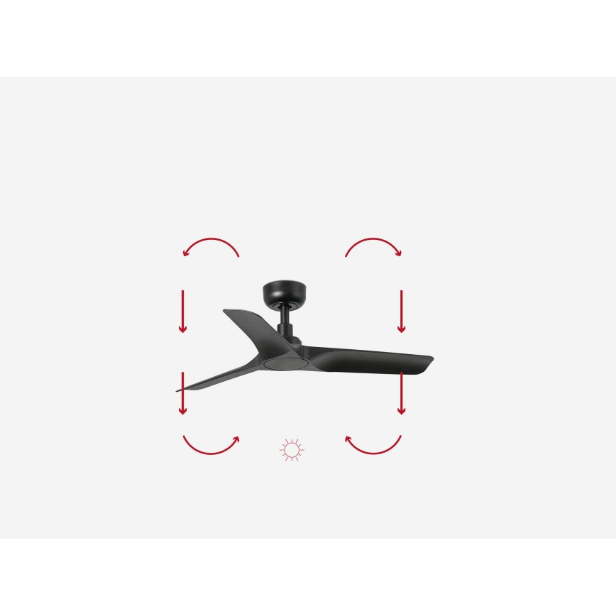 FARO 33825WP - Ventoinha de teto HEY S preto diâmetro 90 cm SMART + comando