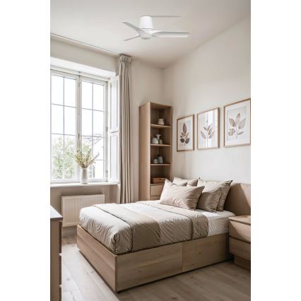 FARO 33826WT-1TW - Ventoinha de teto LED com regulação HEY TUB S LED/10W/230V 2700/4000/6000K branco diâmetro 90 cm Wi-Fi Tuya + comando
