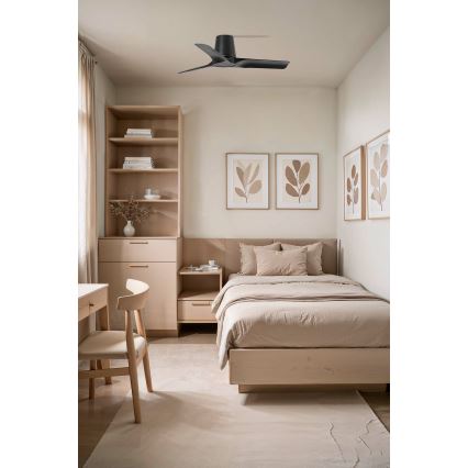 FARO 33827WT - Ventoinha de teto HEY TUB S preto diâmetro 90 cm Wi-Fi Tuya + comando