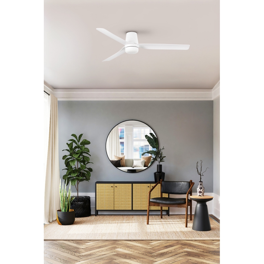 FARO 33828WT-1TW - Ventoinha de teto LED com regulação PUNT TUB M LED/18W/230V 3000/4200/6500K branco diâmetro 132 cm Wi-Fi Tuya + comando