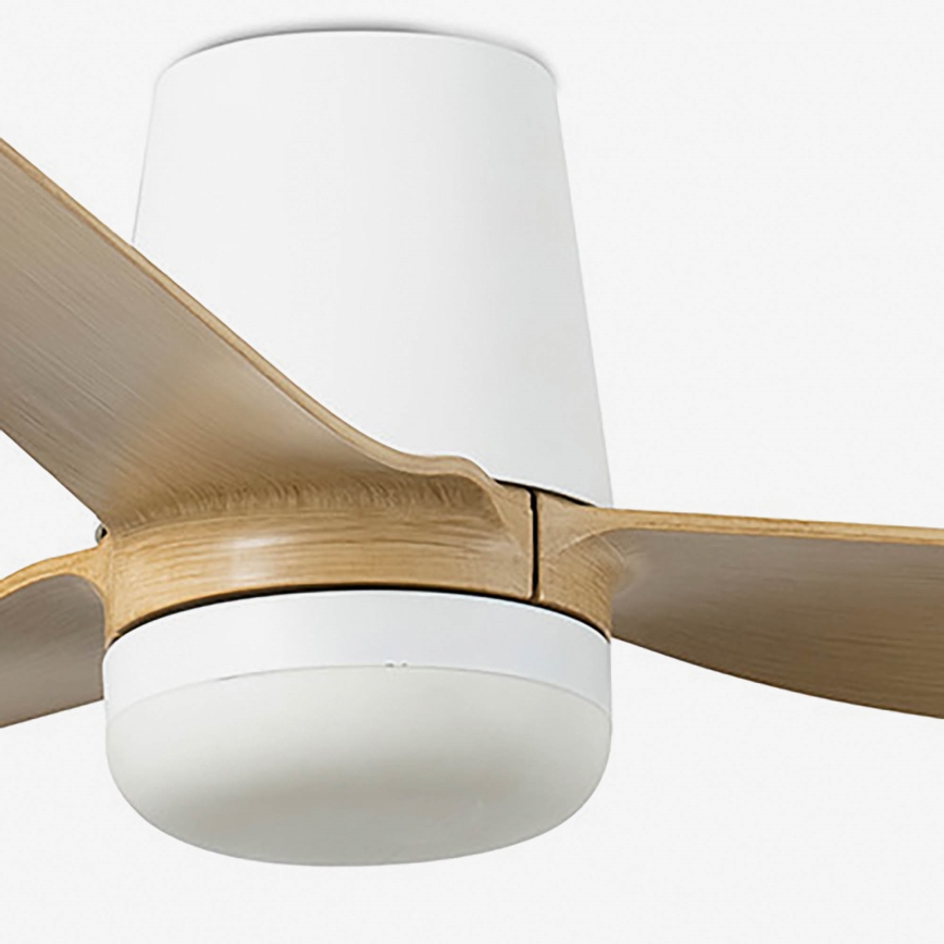 FARO 33829WT-1TW - Ventoinha de teto LED com regulação PUNT TUB M LED/18W/230V 3000/4200/6500K castanho/branco diâmetro 132 cm Wi-Fi Tuya + comando