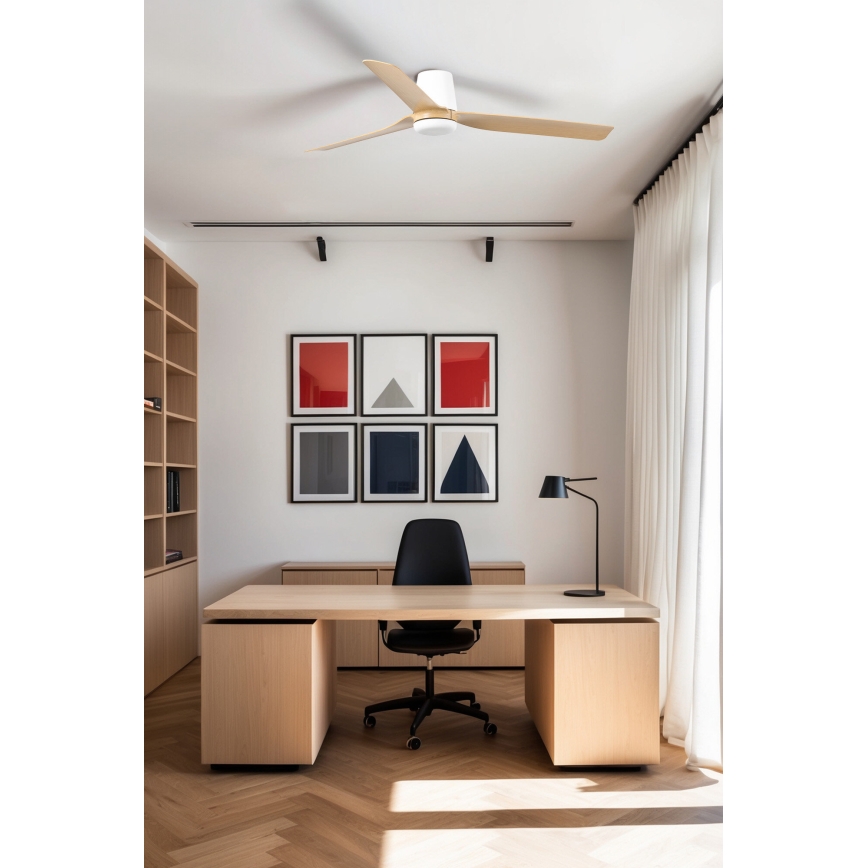 FARO 33829WT - Ventoinha de teto PUNT TUB M castanho/branco diâmetro 132 cm Wi-Fi Tuya + comando