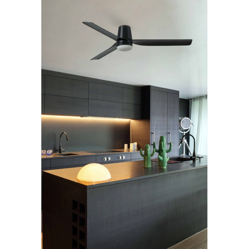 FARO 33830WT-1TW - Ventoinha de teto LED com regulação PUNT TUB M LED/18W/230V 3000/4200/6500K preto diâmetro 132 cm Wi-Fi Tuya + comando