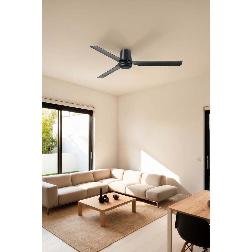 FARO 33830WT - Ventoinha de teto PUNT TUB M preto diâmetro 132 cm Wi-Fi Tuya + comando