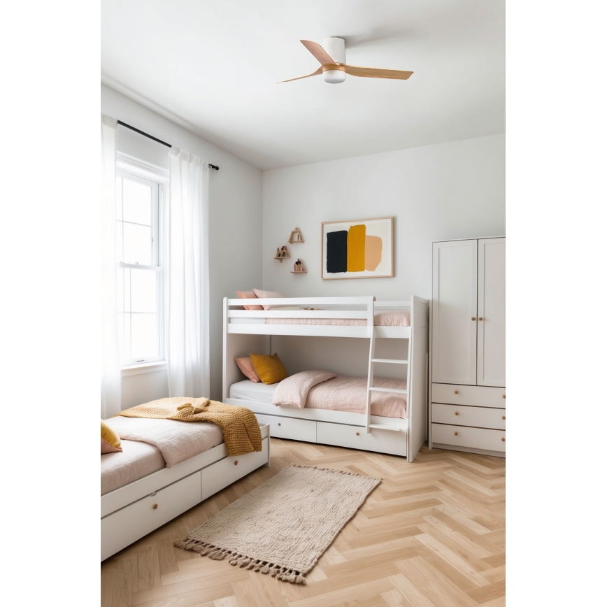 FARO 33833-1TW - Ventoinha de teto LED com regulação MINI PUNT TUB S LED/10W/230V 2700/4000/6000K diâmetro 90 cm castanho/branco + comando