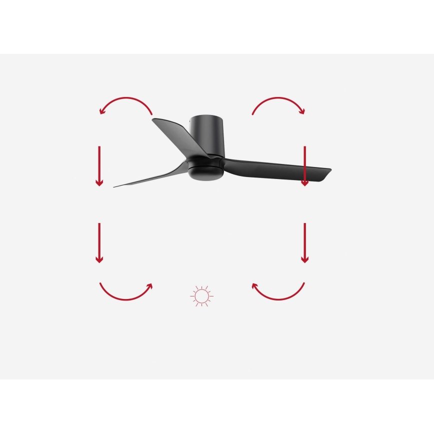 FARO 33834-Ventoinha de teto MINI PUNT TUB S preto diâmetro 90 cm + comando