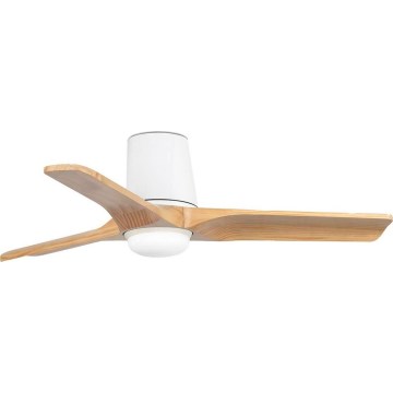 FARO 33836-1TW - Ventoinha de teto LED com regulação HEYWOOD TUB S LED/10W/230V 2700/4000/6000K pinho/branco diâmetro 90 cm + comando