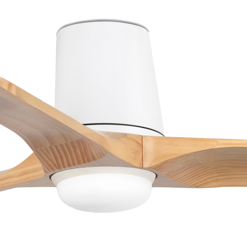 FARO 33836-1TW - Ventoinha de teto LED com regulação HEYWOOD TUB S LED/10W/230V 2700/4000/6000K pinho/branco diâmetro 90 cm + comando