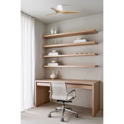 FARO 33836 - Ventoinha de teto HEYWOOD TUB S pinho/branco diâmetro 90 cm + comando