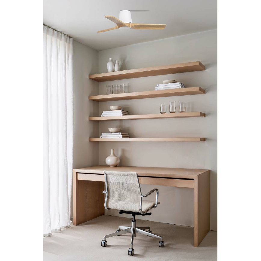 FARO 33836 - Ventoinha de teto HEYWOOD TUB S pinho/branco diâmetro 90 cm + comando