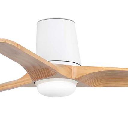 FARO 33836WT-1TW - Ventoinha de teto LED com regulação HEYWOOD TUB S LED/10W/230V 2700/4000/6000K pinho/branco diâmetro 90 cm Wi-Fi Tuya + comando
