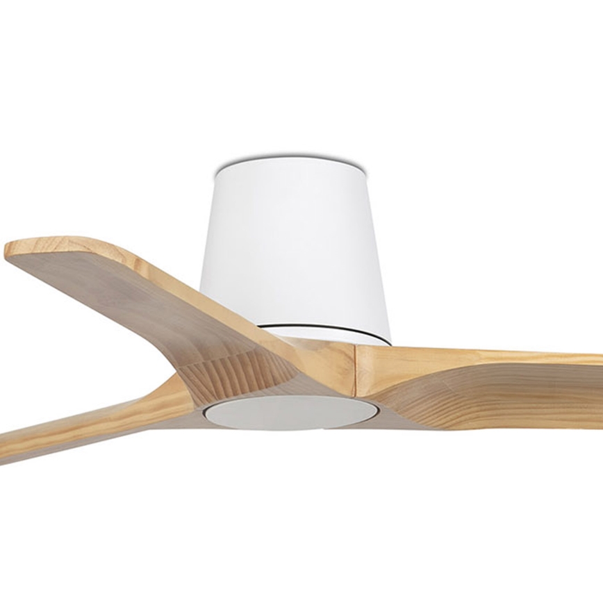 FARO 33836WT - Ventoinha de teto HEYWOOD TUB S pinho/branco diâmetro 90 cm Wi-Fi Tuya + comando