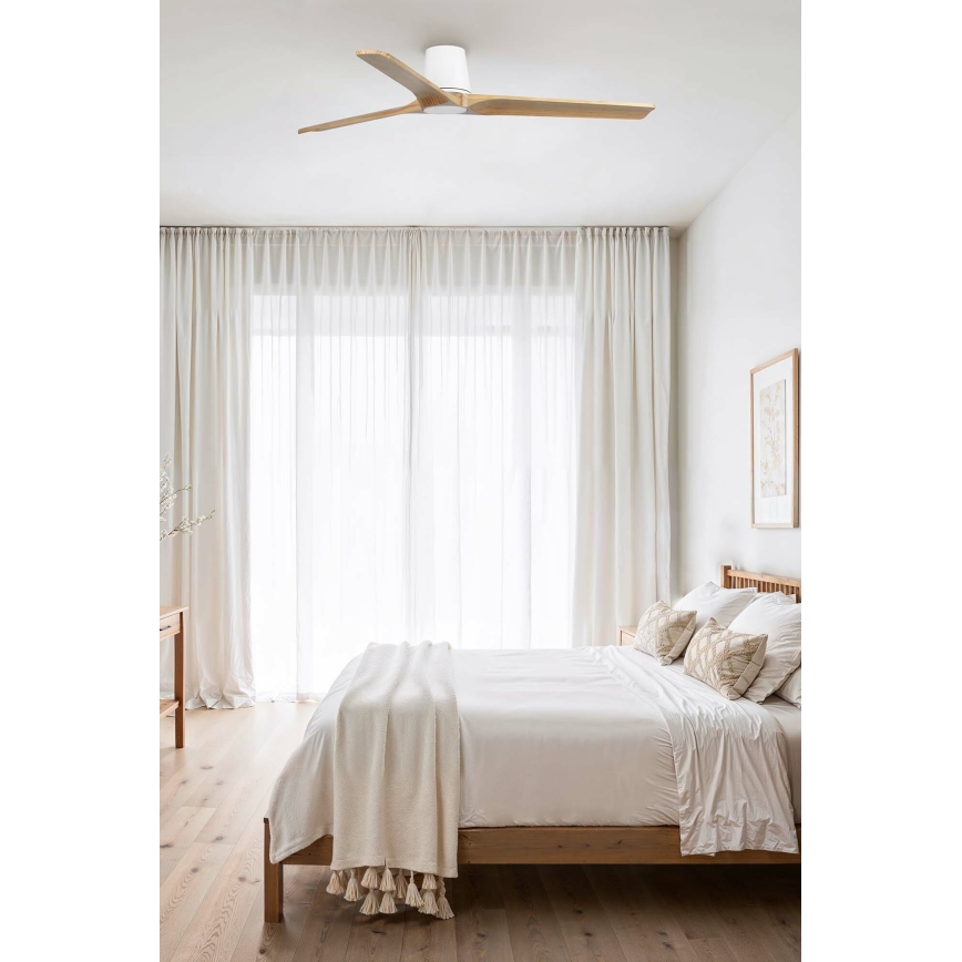 FARO 33838 - Ventoinha de teto HEYWOOD TUB L pinho/branco diâmetro 132 cm + comando