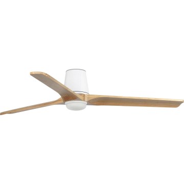 FARO 33838WT-1TW - Ventoinha de teto LED com regulação HEYWOOD TUB L LED/10W/230V 2700/4000/6000K pinho/branco diâmetro 132 cm Wi-Fi Tuya + comando