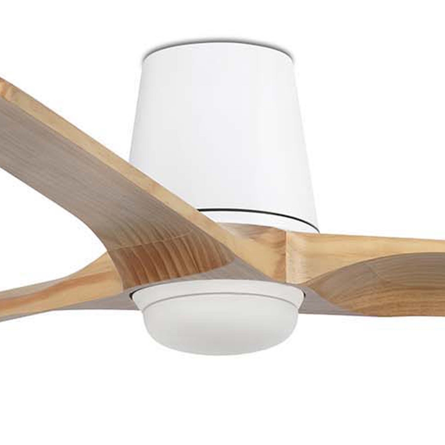 FARO 33838WT-1TW - Ventoinha de teto LED com regulação HEYWOOD TUB L LED/10W/230V 2700/4000/6000K pinho/branco diâmetro 132 cm Wi-Fi Tuya + comando