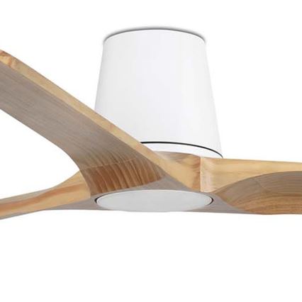 FARO 33838WT - Ventoinha de teto HEYWOOD TUB L pinho/branco diâmetro 132 cm Wi-Fi Tuya + comando