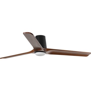 FARO 33839-1TW - Ventilador de teto LED regulável HEYWOOD TUB L LED/10W/230V 2700/4000/6000K pinho/preto Ø 132 cm + controlo remoto