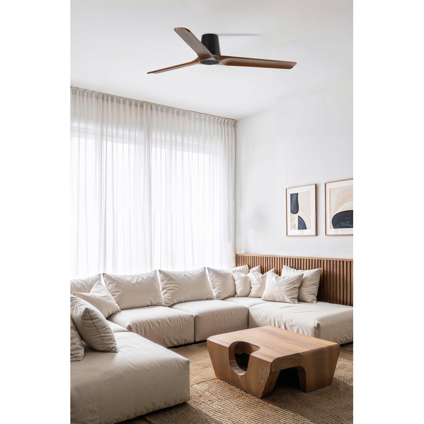 FARO 33839WT - Ventoinha de teto HEYWOOD TUB L pinho/preto diâmetro 132 cm Wi-Fi Tuya + comando
