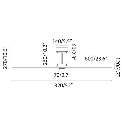 FARO 34100 - Ventoinha de teto MILOS preto + comando