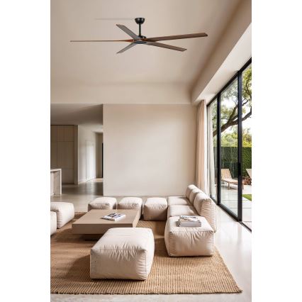 FARO 34190WT - Ventoinha de teto BIGWOOD XL pinho/preto diâmetro 200 cm Wi-Fi Tuya + comando