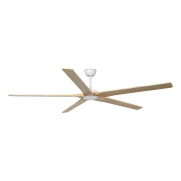 FARO 34191WT - Ventilador de teto BIGWOOD XL pinho/branco diâmetro 200 cm Wi-Fi Tuya + controlo remoto