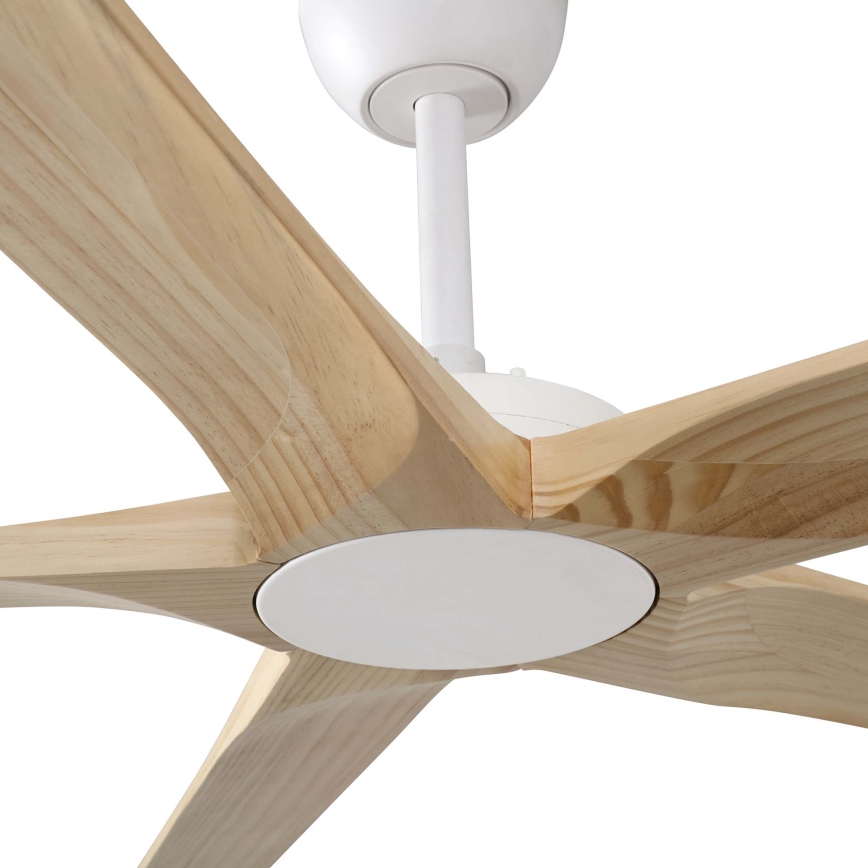 FARO 34191WT - Ventoinha de teto BIGWOOD XL pinho/branco diâmetro 200 cm Wi-Fi Tuya + comando