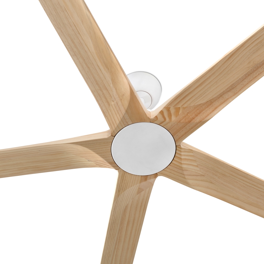 FARO 34191WT - Ventoinha de teto BIGWOOD XL pinho/branco diâmetro 200 cm Wi-Fi Tuya + comando