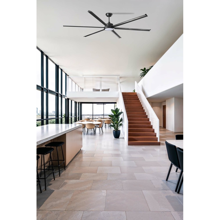 FARO 34207-130 - Ventoinha de teto LED com regulação ROTTERDAM XXL LED/32W/230V preto diâmetro 250 cm + comando