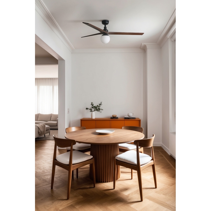 FARO 34276-11L - Ventoinha de teto KLIM L 1xE27/15W/230V madeira/preto diâmetro 150 cm + comando