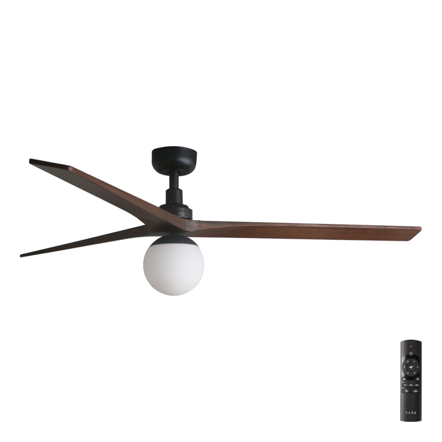 FARO 34276-11L - Ventoinha de teto KLIM L 1xE27/15W/230V madeira/preto diâmetro 150 cm + comando