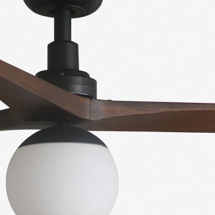 FARO 34276-11L - Ventoinha de teto KLIM L 1xE27/15W/230V nogueira/preto diâmetro 150 cm + comando