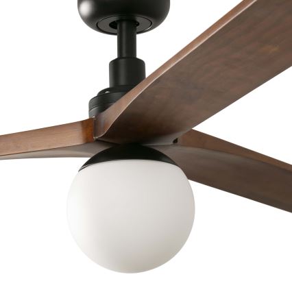 FARO 34276WT-11L - Ventoinha de teto KLIM L 1xE27/15W/230V madeira/preto diâmetro 150 cm Wi-Fi Tuya + comando