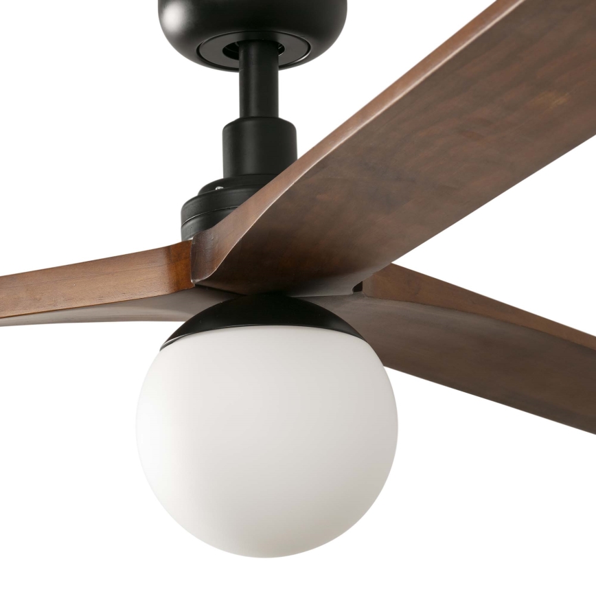 FARO 34276WT-11L - Ventoinha de teto KLIM L 1xE27/15W/230V madeira/preto diâmetro 150 cm Wi-Fi Tuya + comando