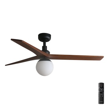 FARO 34277-11L - Ventoinha de teto KLIM M 1xE27/15W/230V madeira/preto diâmetro 125 cm + comando