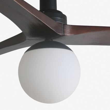 FARO 34278-11L - Ventoinha de teto KLIM S 1xE27/15W/230V nogueira/preto diâmetro 92,5 cm + comando