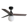 FARO 34278WT-11L - Ventilador de teto KLIM S 1xE27/15W/230V nogueira/preto diâmetro 92,5 cm Wi-Fi Tuya + controlo remoto