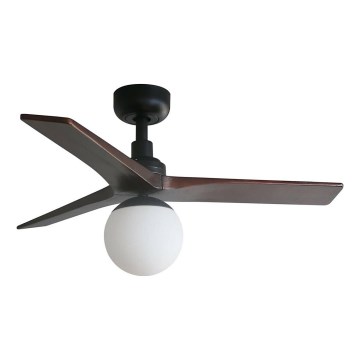 FARO 34278WT-11L - Ventoinha de teto KLIM S 1xE27/15W/230V madeira/preto diâmetro 92,5 cm Wi-Fi Tuya + comando