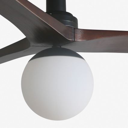 FARO 34278WT-11L - Ventoinha de teto KLIM S 1xE27/15W/230V madeira/preto diâmetro 92,5 cm Wi-Fi Tuya + comando
