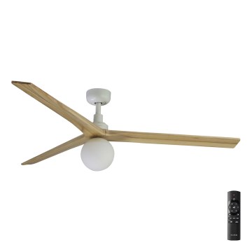 FARO 34279-11L - Ventoinha de teto KLIM L 1xE27/15W/230V madeira/branco diâmetro 150 cm + comando
