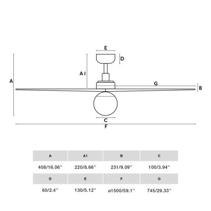 FARO 34279WT-11L - Ventoinha de teto KLIM L 1xE27/15W/230V madeira/branco diâmetro 150 cm Wi-Fi Tuya + comando