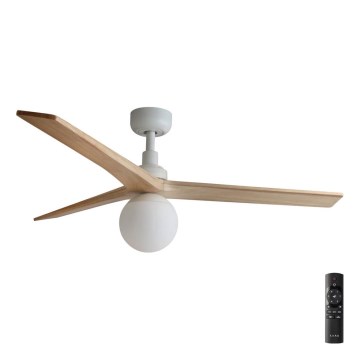 FARO 34280-11L - Ventoinha de teto KLIM M 1xE27/15W/230V madeira/branco diâmetro 125 cm + comando